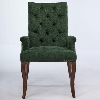 Sumdeal Olive Green Upholstered Dining Chairs Set of 2 with Wood Legs - product image 2