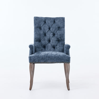 Sumdeal Blue Upholstered Dining Chairs Set of 2 with Wood Legs - product image 2