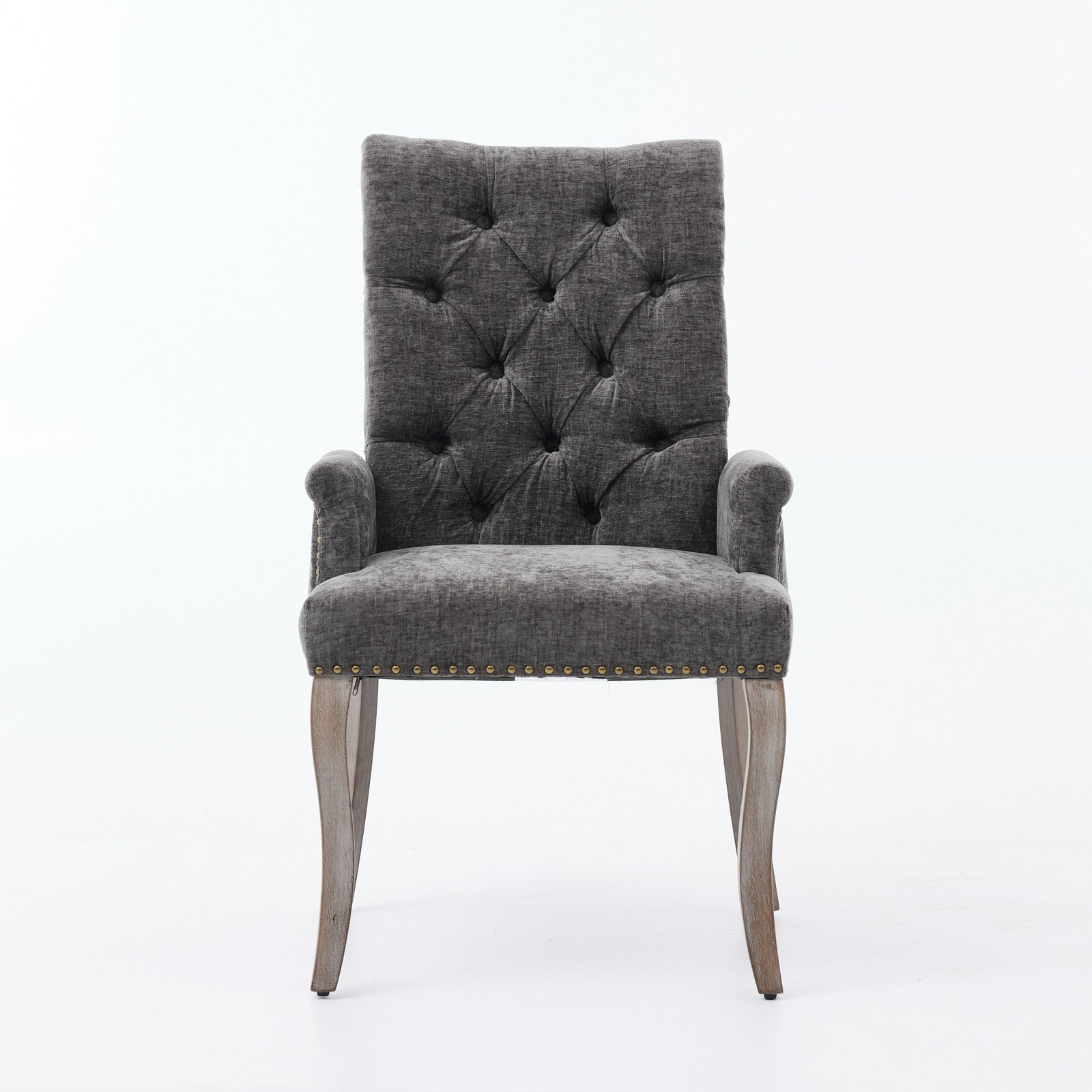 Sumdeal Gray Upholstered Dining Chairs Set of 2 with Wood Legs - product image 2