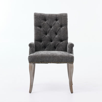 Sumdeal Gray Upholstered Dining Chairs Set of 2 with Wood Legs - product image 2