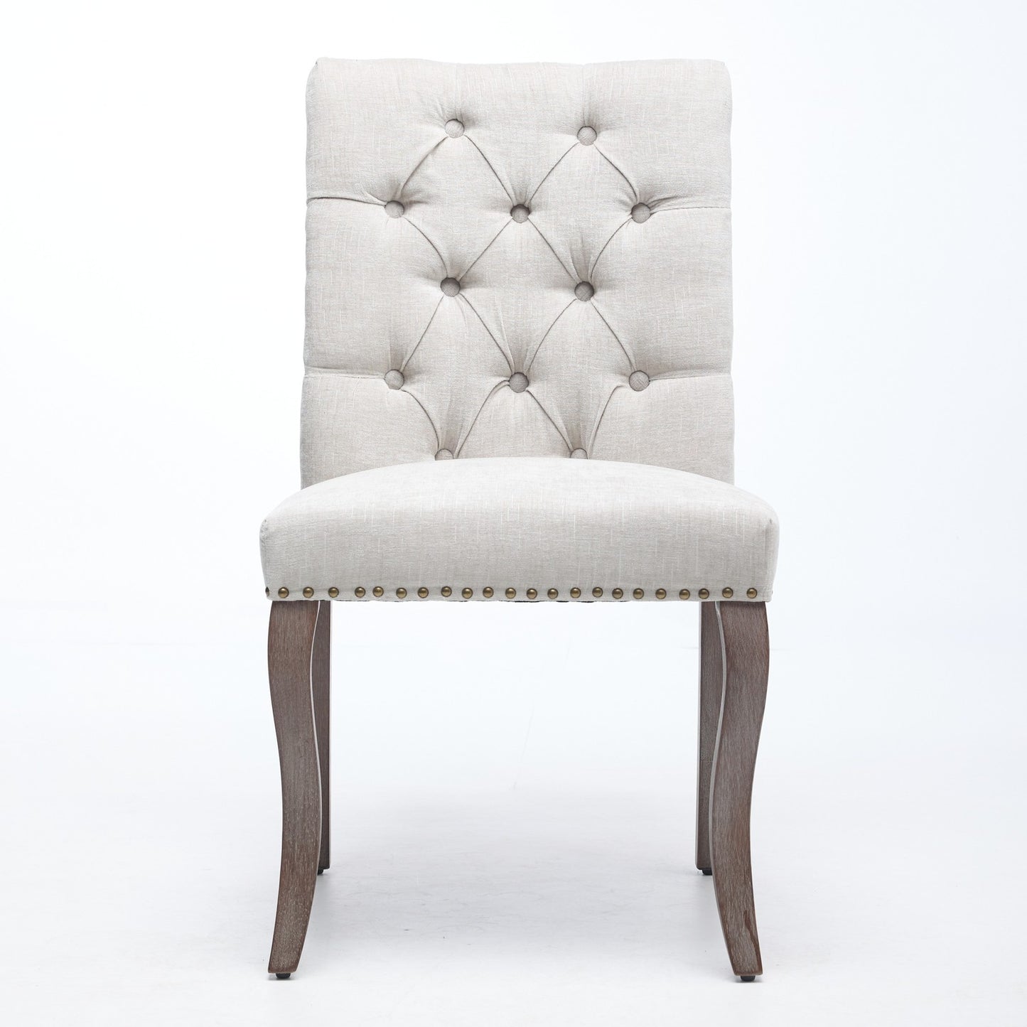 Sumdeal Beige Upholstered Dining Chairs Set of 2 with Wood Legs - product image 2
