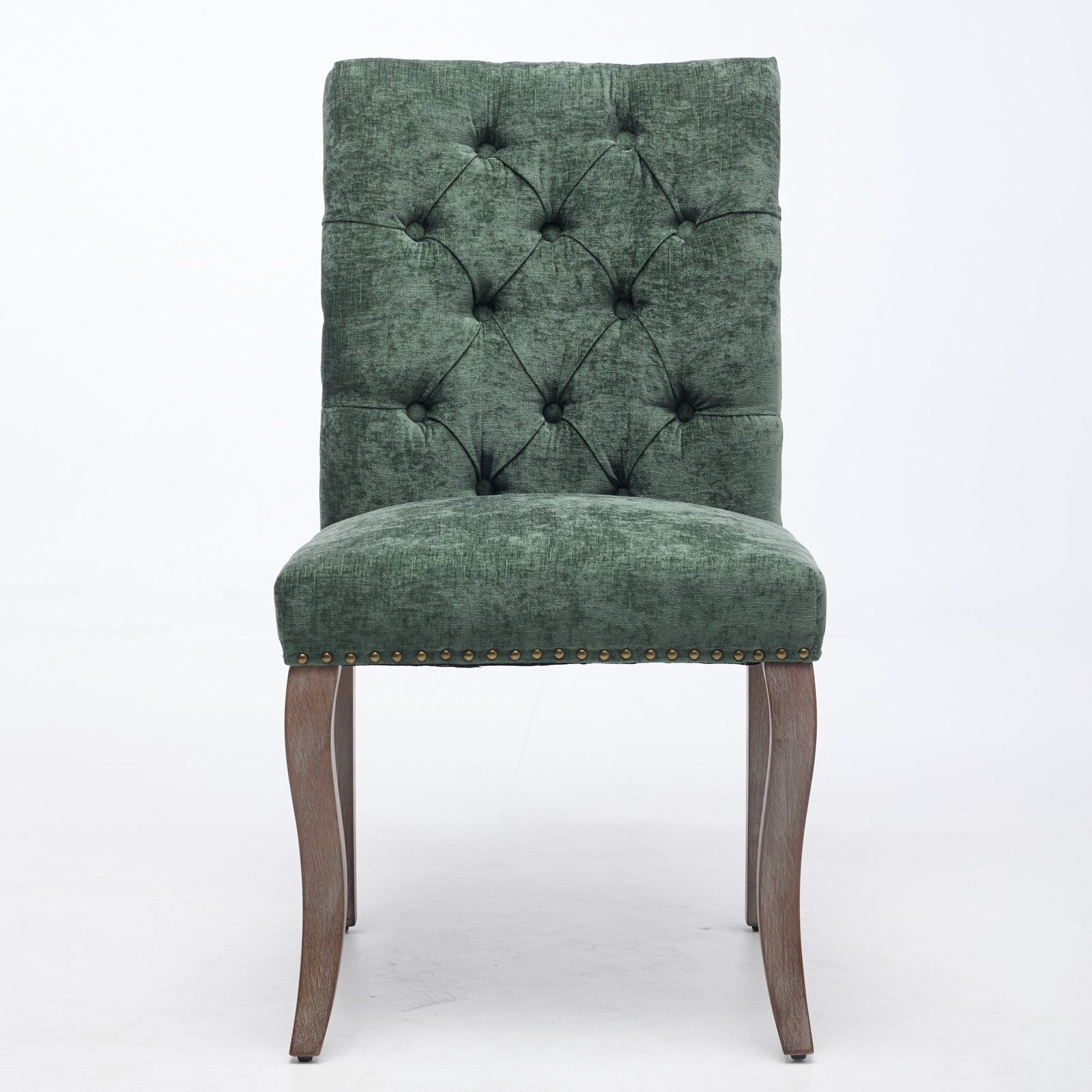 Sumdeal Olive Green Upholstered Dining Chairs Set of 2 with Wood Legs - product image 2