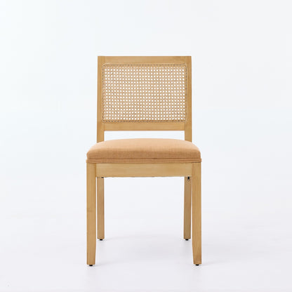 Sumdeal Tan Fabric Dining Chairs Set of 2 with Wood Legs - product image 2