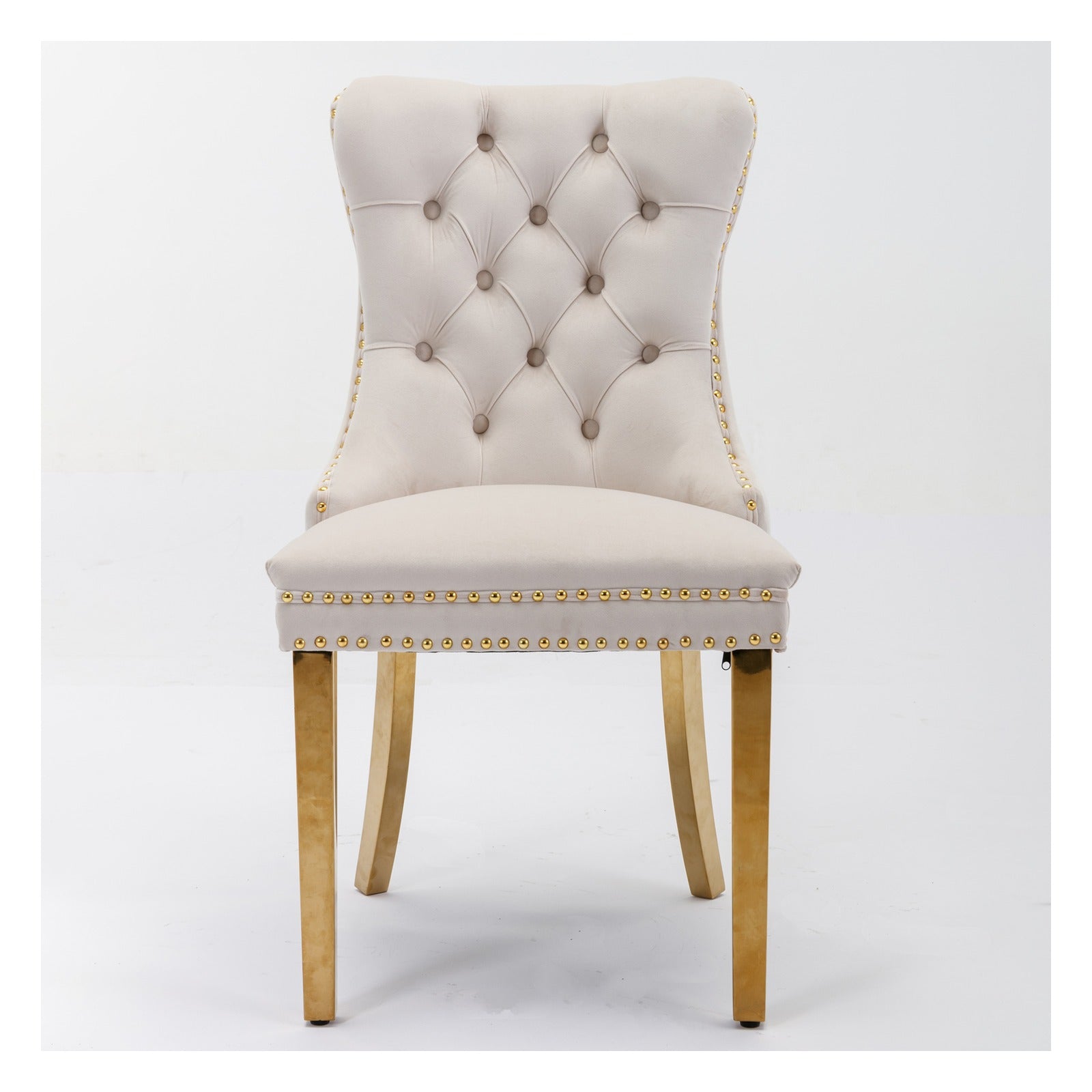 Sumdeal Velvet Dining Chairs Set of 2 with Gold Legs for Elegant Dining Spaces - second-best-no-dimension 2