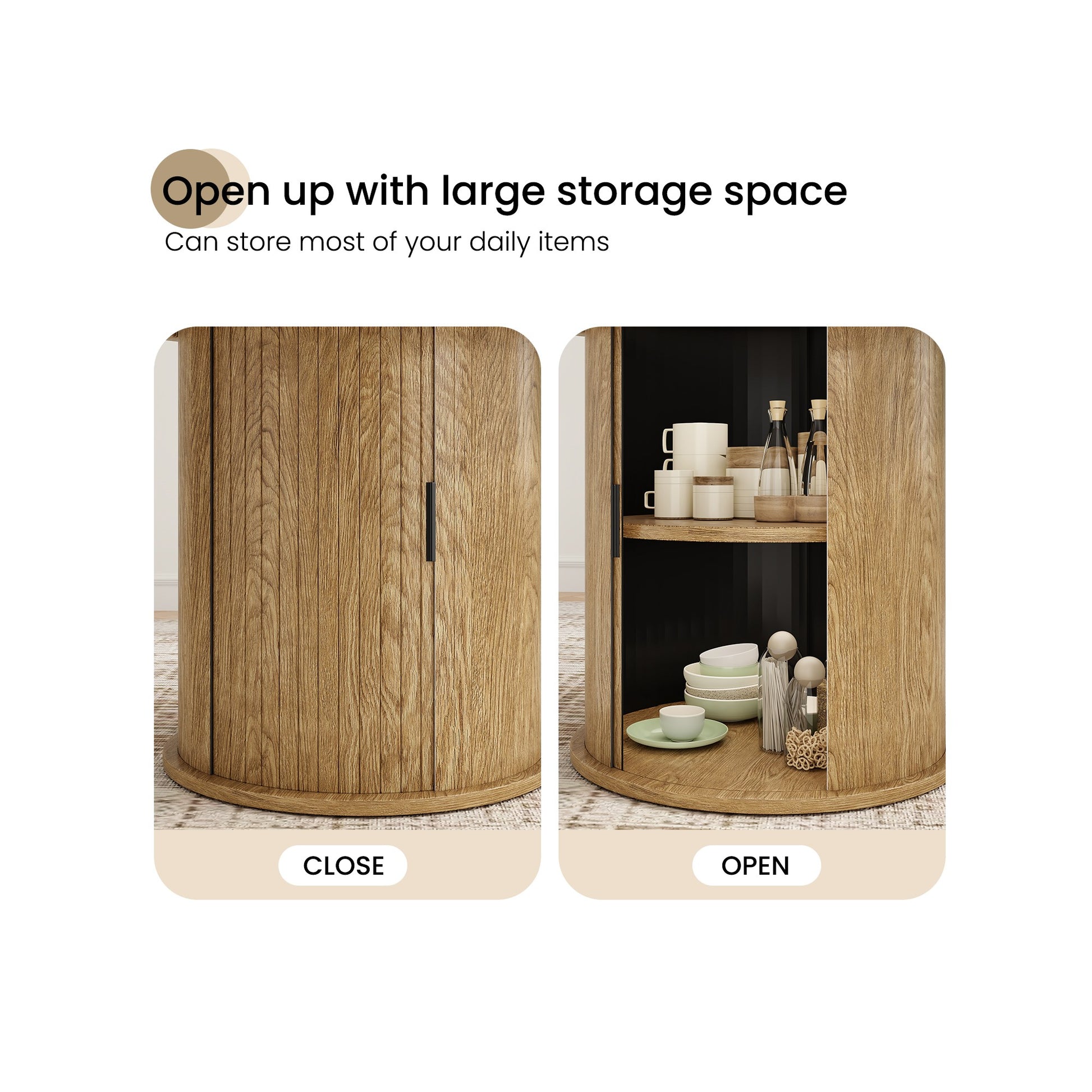 Sumdeal Round Wood-Look Dining Table for Apartments and Kitchens - detail image 3