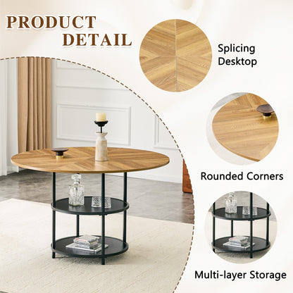 Sumdeal Round Wood-Look Dining Table for Apartments and Kitchens - detail image 3