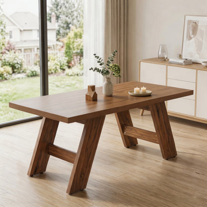 Sumdeal 71-inch Wood-Look Rectangular Dining Table with Angled Legs - detail image 3