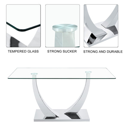 Sumdeal Rectangular Glass Dining Table for Modern Dining Rooms - detail image 3