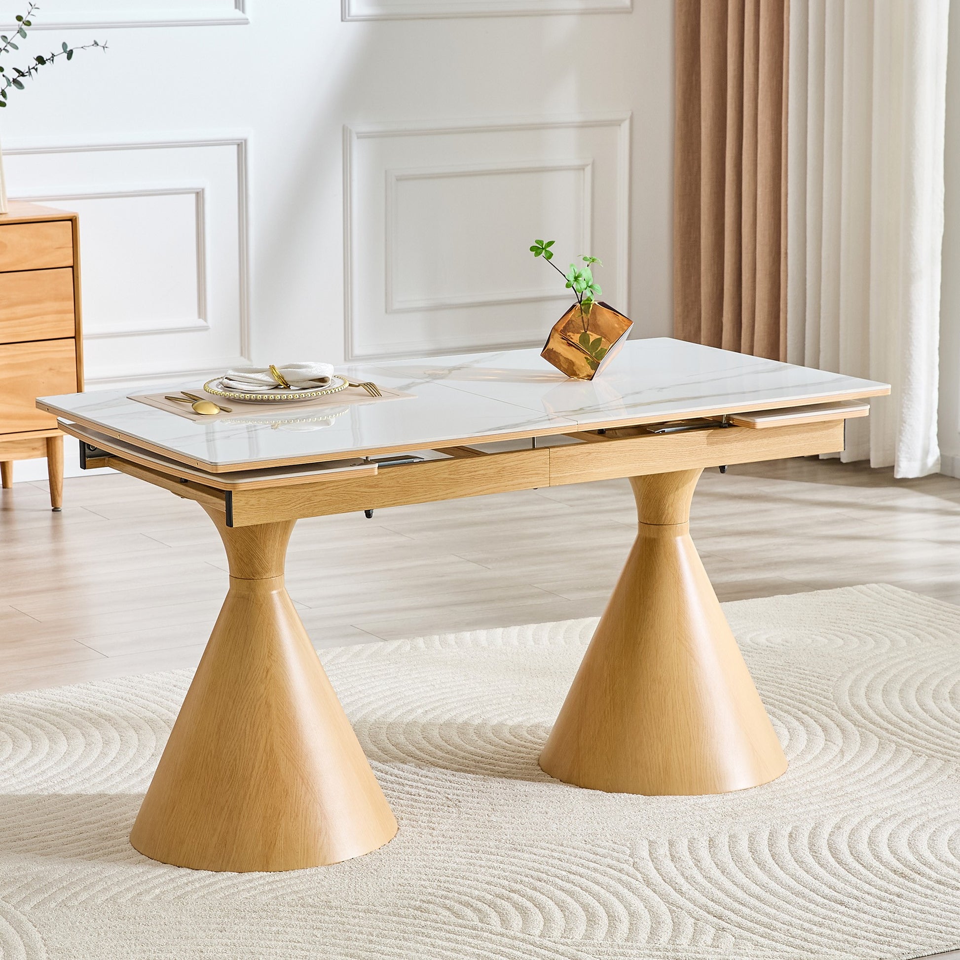 Sumdeal Extendable Faux Marble Dining Table for Flexible Family Dining - detail image 3