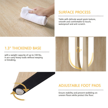 Sumdeal Round Wood-Look Dining Table for Apartments and Kitchens - detail image 3