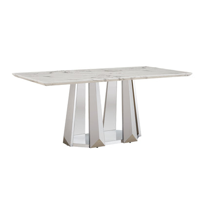 Sumdeal Rectangular Faux Marble Dining Table for Modern Dining Rooms - detail image 3