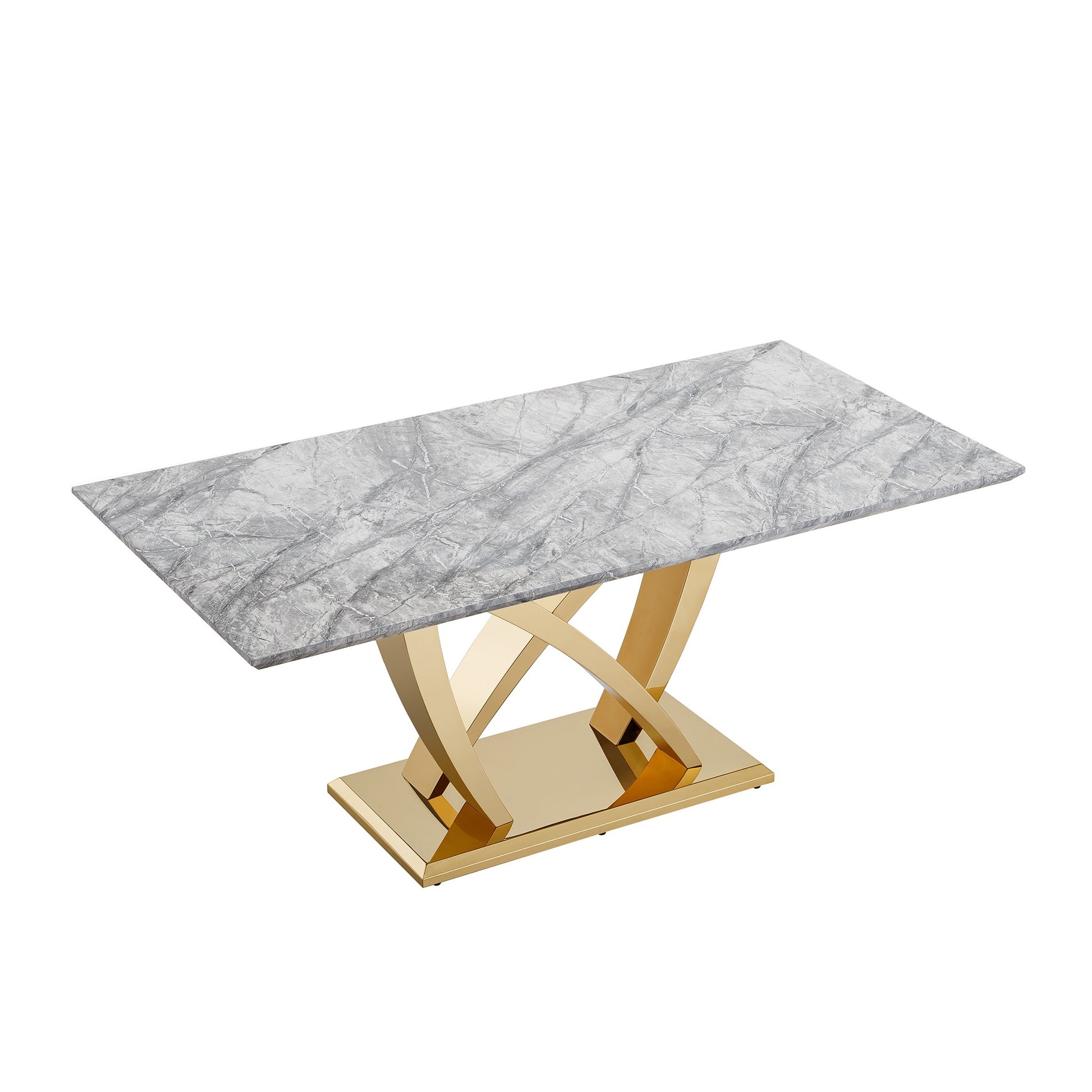 Sumdeal Rectangular Faux Marble Dining Table for Modern Dining Rooms - detail image 3