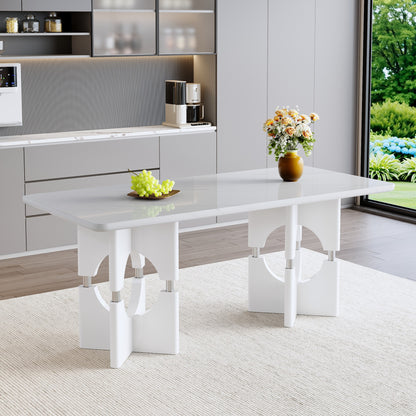 Sumdeal Rectangular Faux Marble Dining Table for Modern Dining Rooms - detail image 3