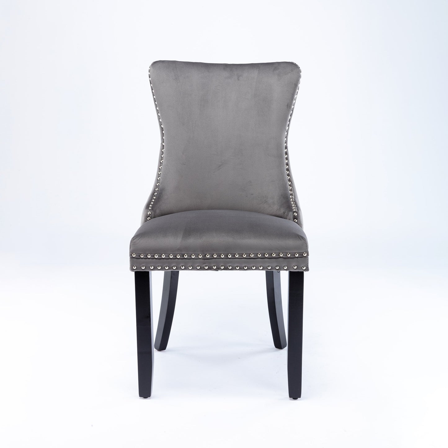 Sumdeal Gray Velvet Dining Chairs Set of 2 with Wood Legs - product image 3
