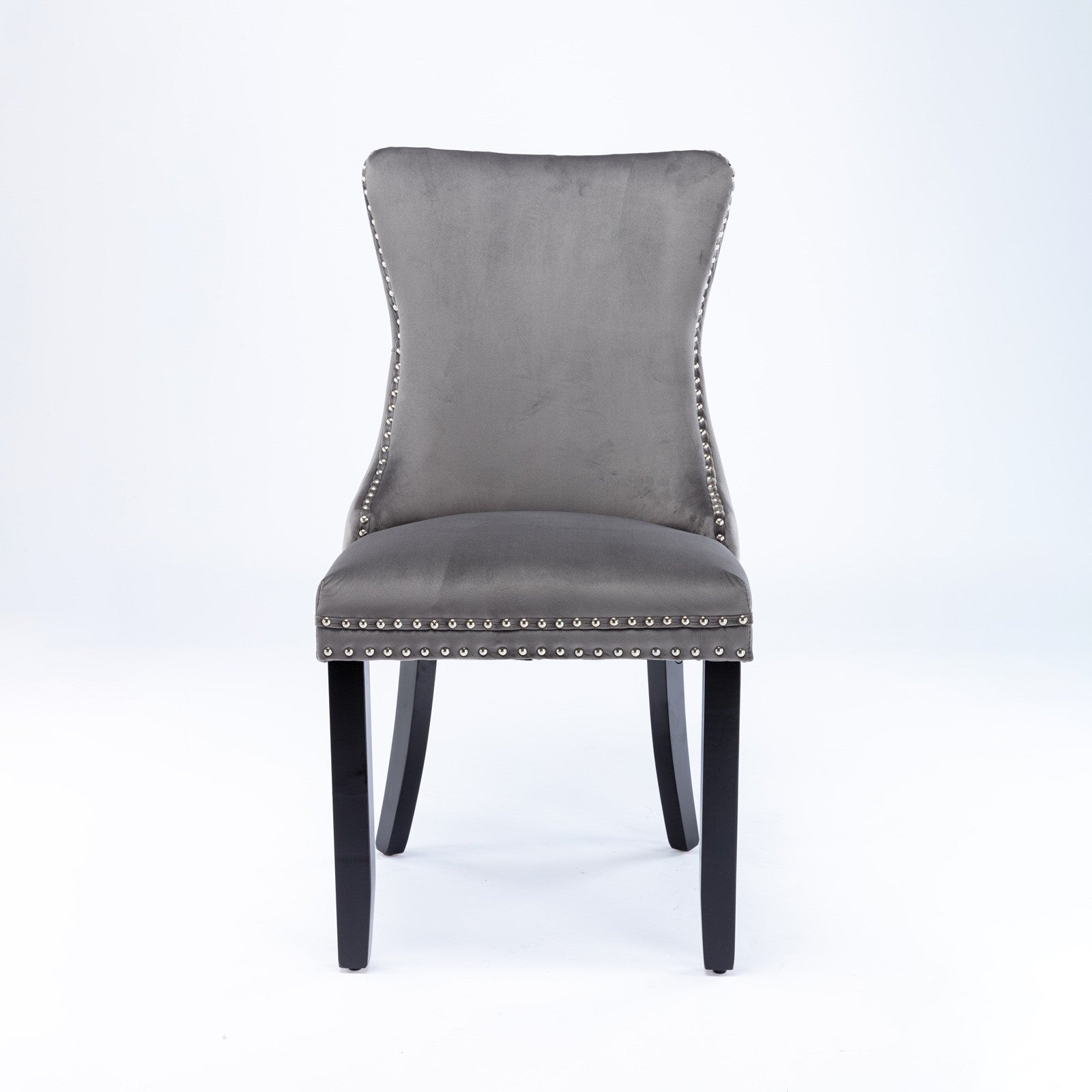 Sumdeal Gray Velvet Dining Chairs Set of 2 with Wood Legs - product image 3