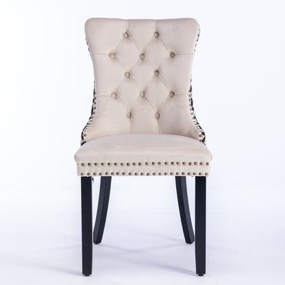 Sumdeal Beige Velvet Dining Chairs Set of 2 with Wood Legs - product image 3