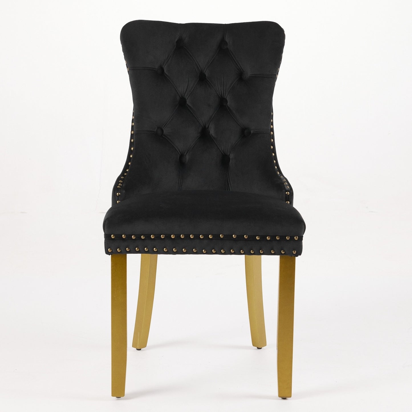 Sumdeal Black Velvet Dining Chairs Set of 2 with Gold Legs - product image 3