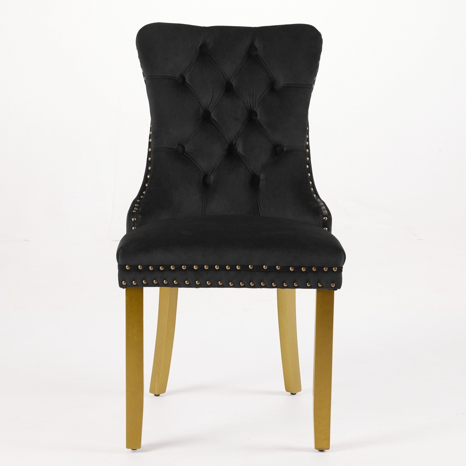 Sumdeal Black Velvet Dining Chairs Set of 2 with Gold Legs - product image 3