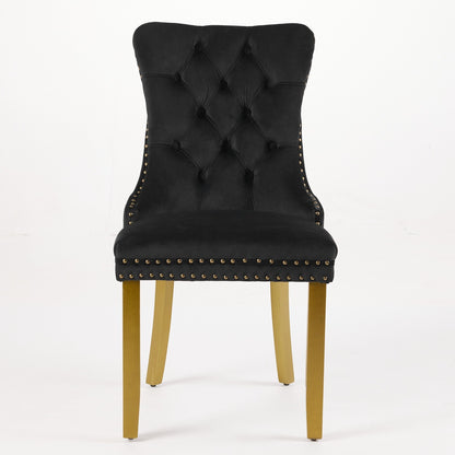 Sumdeal Black Velvet Dining Chairs Set of 2 with Gold Legs - product image 3