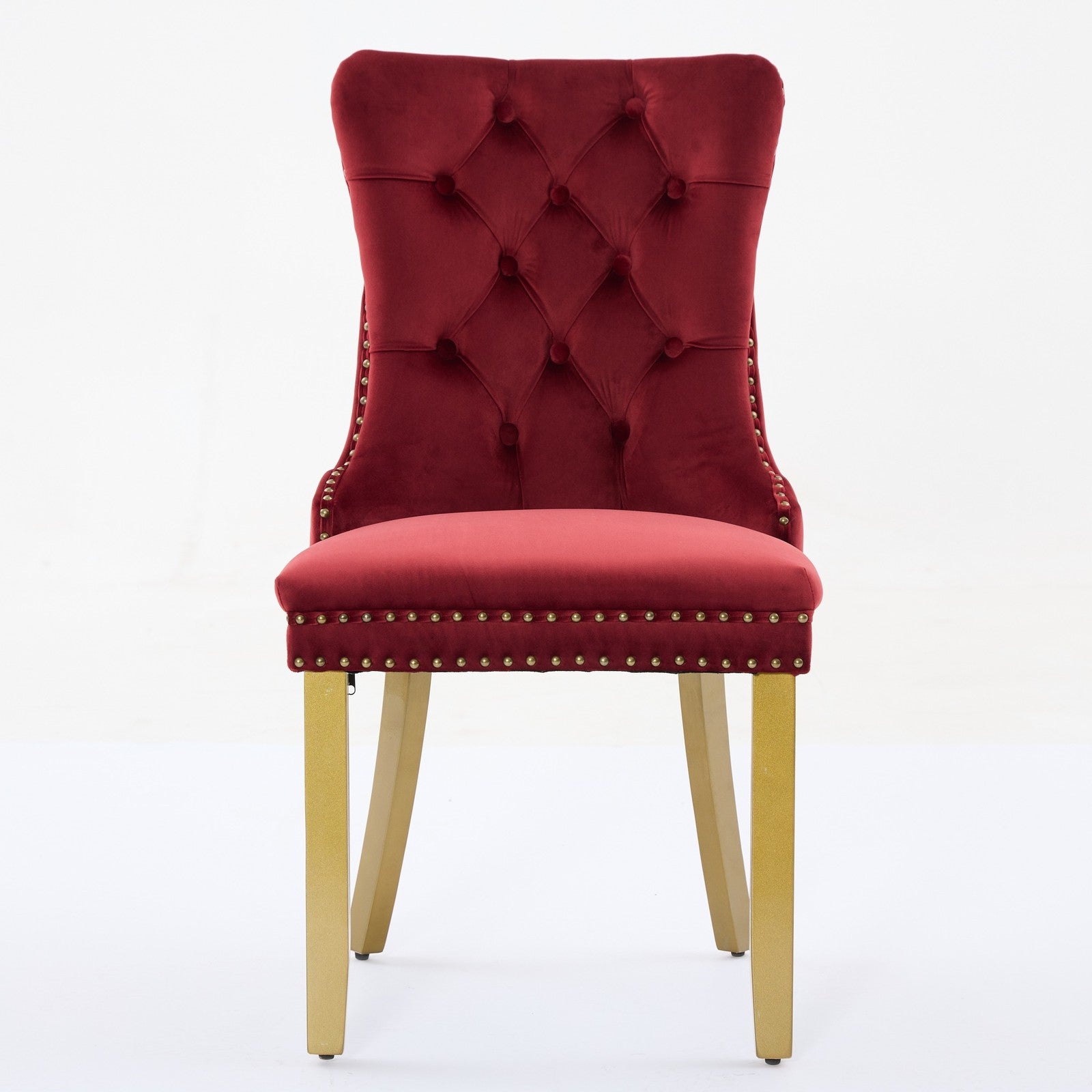Sumdeal WINE RED Velvet Dining Chairs Set of 2 with Gold Legs - product image 3
