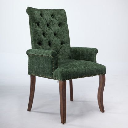 Sumdeal Olive Green Upholstered Dining Chairs Set of 2 with Wood Legs - product image 3