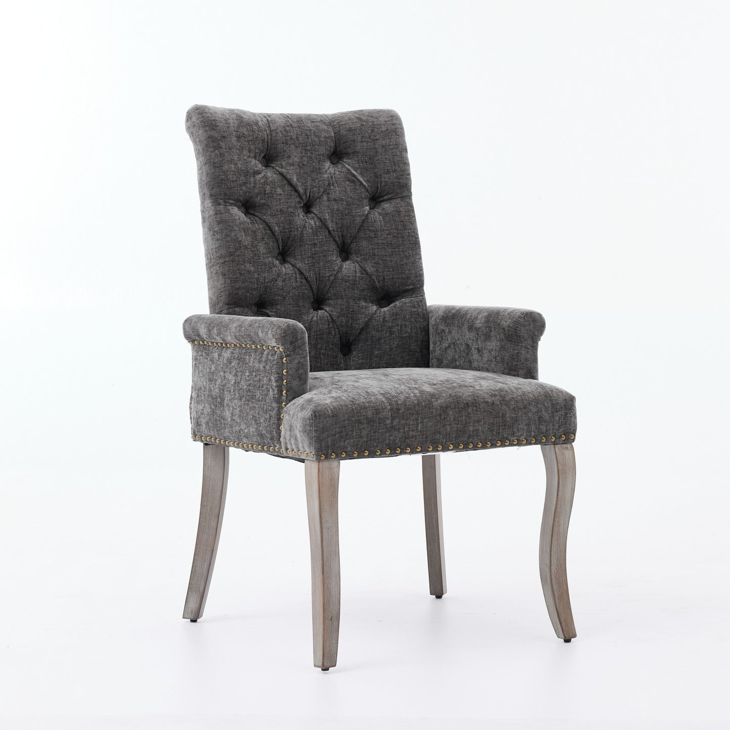 Sumdeal Gray Upholstered Dining Chairs Set of 2 with Wood Legs - product image 3