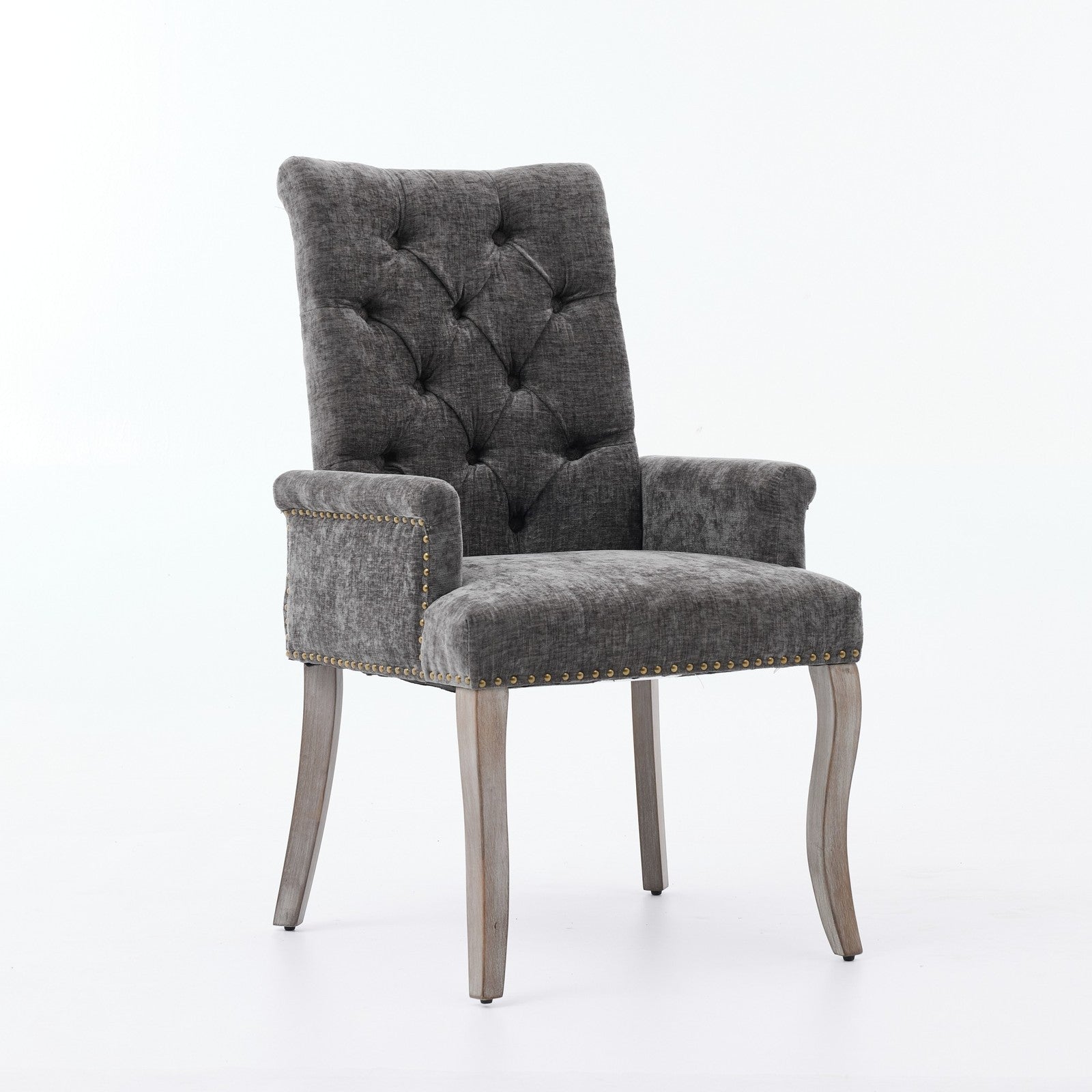 Sumdeal Gray Upholstered Dining Chairs Set of 2 with Wood Legs - product image 3