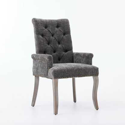 Sumdeal Gray Upholstered Dining Chairs Set of 2 with Wood Legs - product image 3