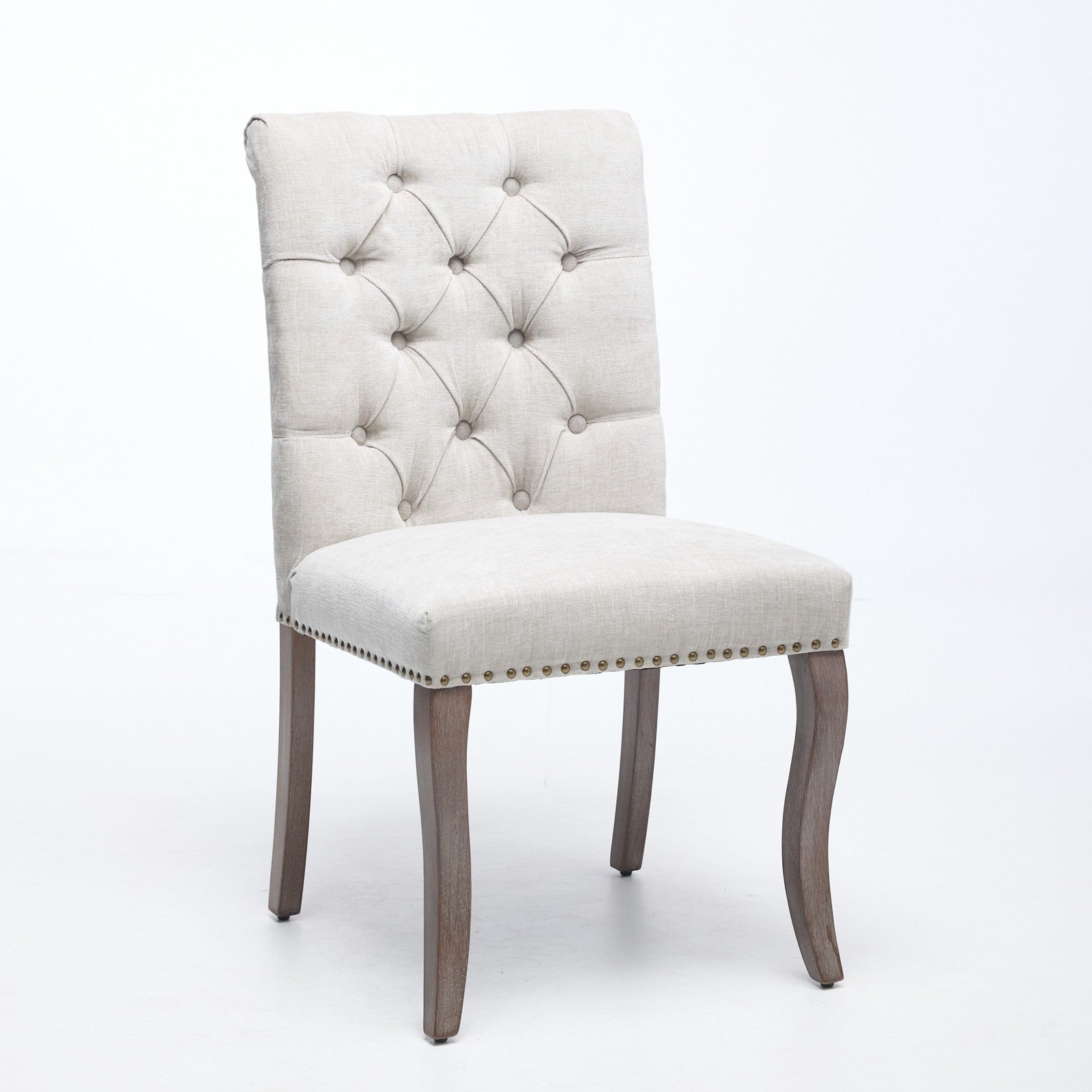 Sumdeal Beige Upholstered Dining Chairs Set of 2 with Wood Legs - product image 3