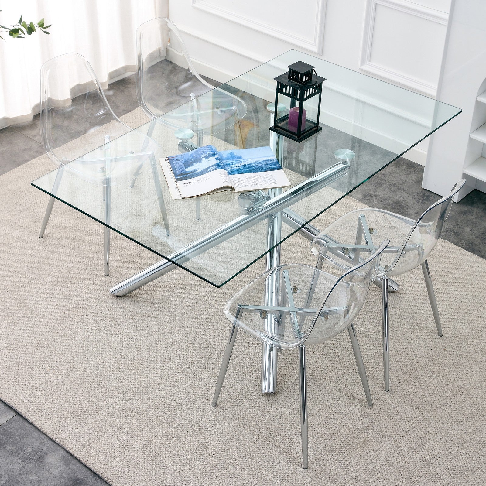 Sumdeal Transparent Clear Plastic Dining Chairs Set of 4 with Modern Legs - product image 3