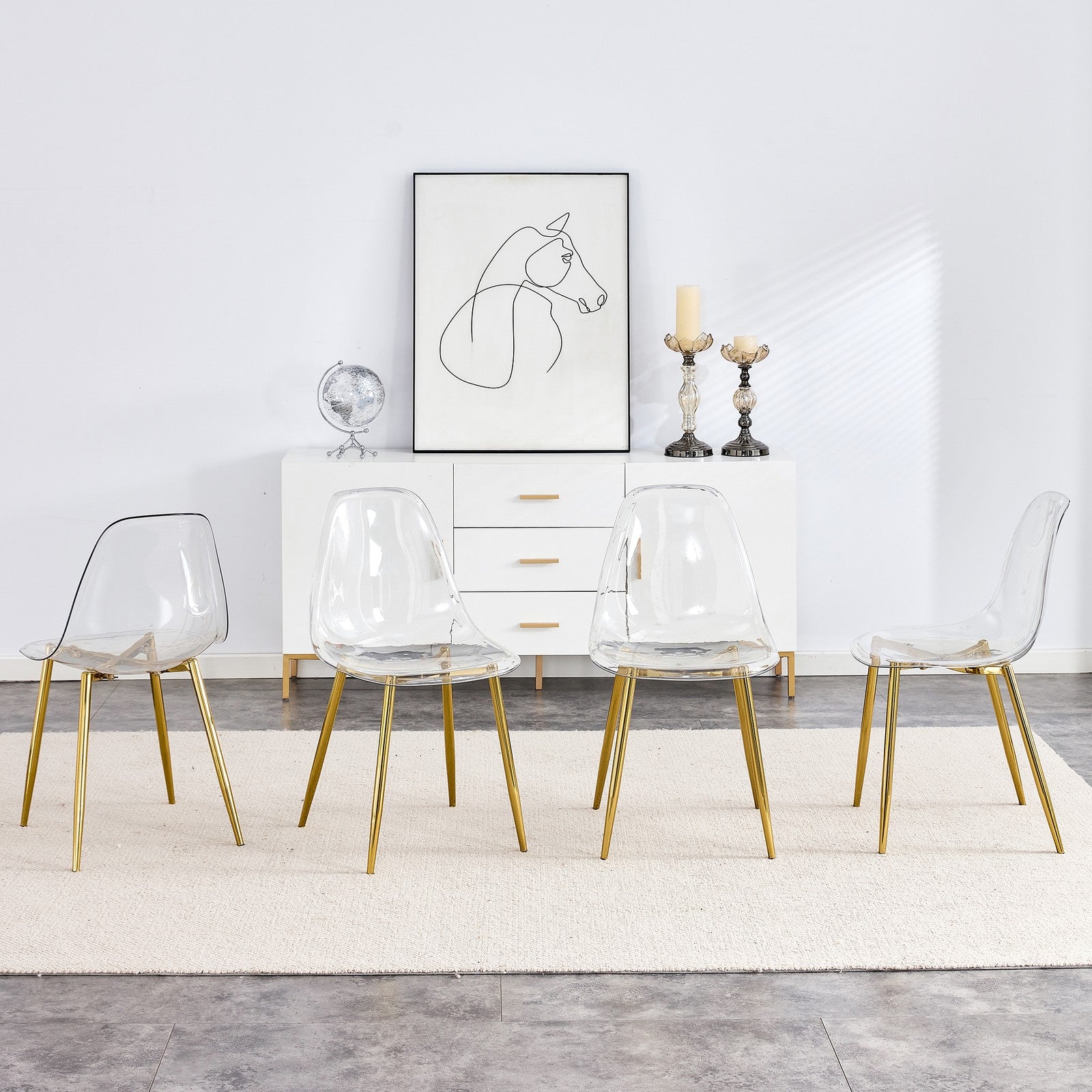 Sumdeal Golden Clear Plastic Dining Chairs Set of 4 with Gold Legs - product image 3