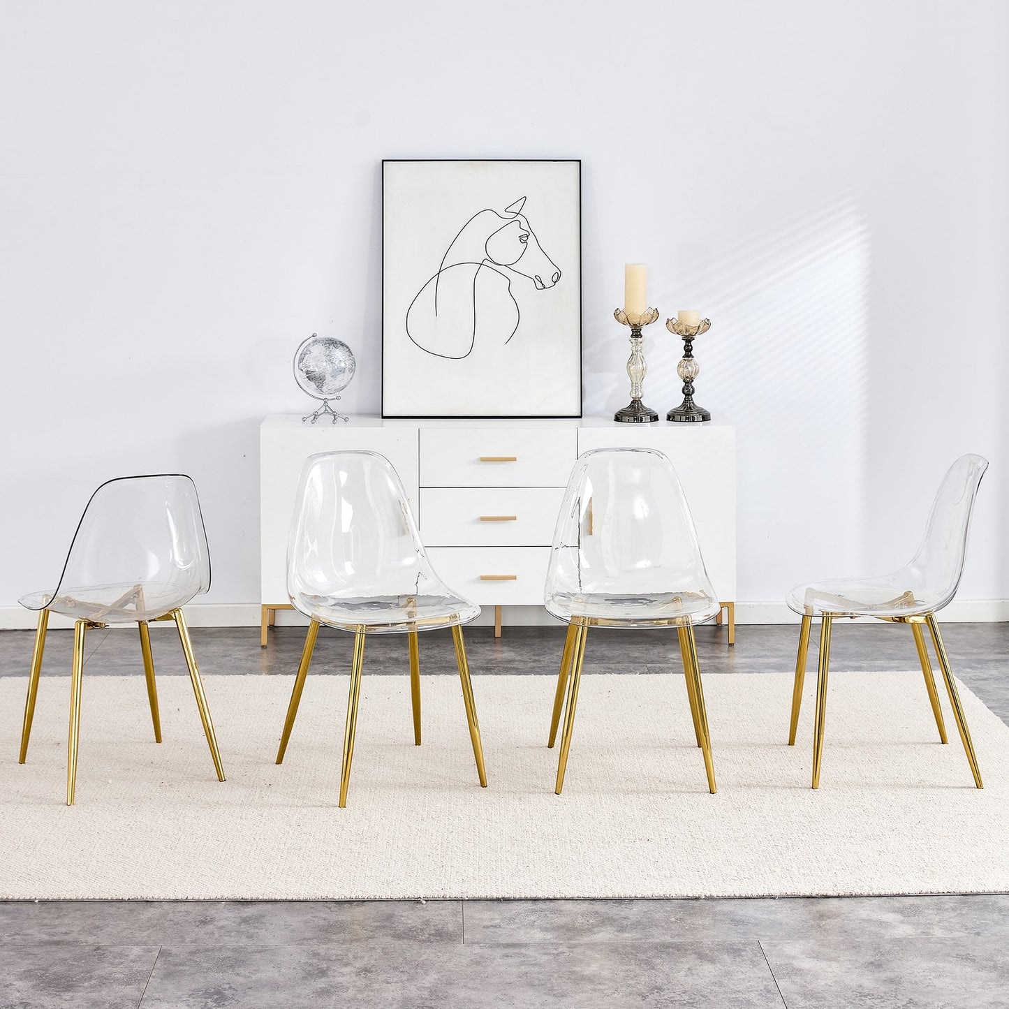 Sumdeal Golden Clear Plastic Dining Chairs Set of 6 with Gold Legs - product image 3