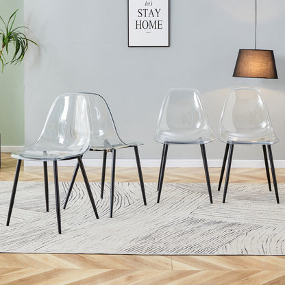 Sumdeal Transparent Clear Plastic Dining Chairs Set of 6 with Black Legs - product image 3