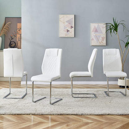 Sumdeal White PU Leather Dining Chairs Set of 4 with Modern Legs - product image 3
