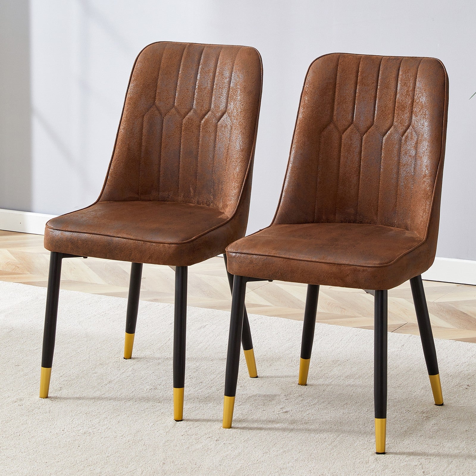 Sumdeal Brown and Black Upholstered Dining Chairs Set of 2 with Black Legs - product image 3
