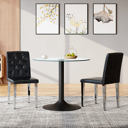 Sumdeal Black and Silver PU Leather Dining Chairs Set of 2 with Silver Legs - product image 3