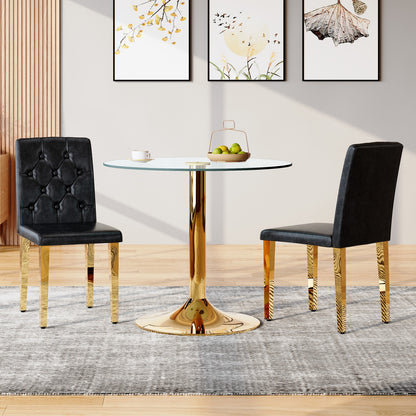 Sumdeal Black and Gold PU Leather Dining Chairs Set of 2 with Gold Legs - product image 3