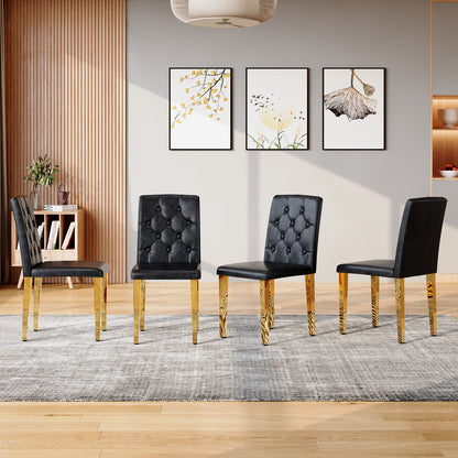 Sumdeal Black and Gold PU Leather Dining Chairs Set of 4 with Gold Legs - product image 3