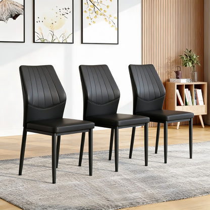 Sumdeal Black PU Leather Dining Chairs Set of 3 with Modern Legs - product image 3