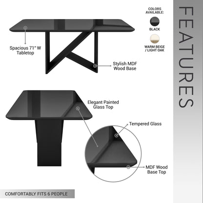 Sumdeal Rectangular Glass Dining Table for Modern Dining Rooms - detail image 4
