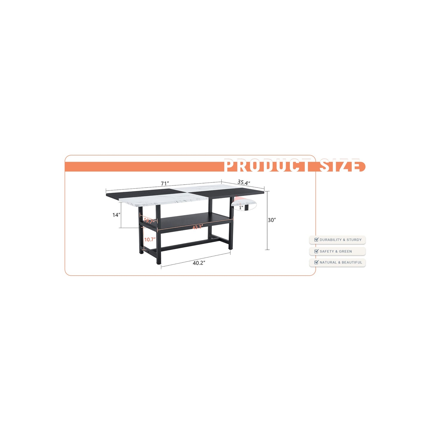 Sumdeal Rectangular Wood-Look Dining Table for Modern Dining Rooms - detail image 4