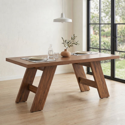 Sumdeal 71-inch Wood-Look Rectangular Dining Table with Angled Legs - detail image 4