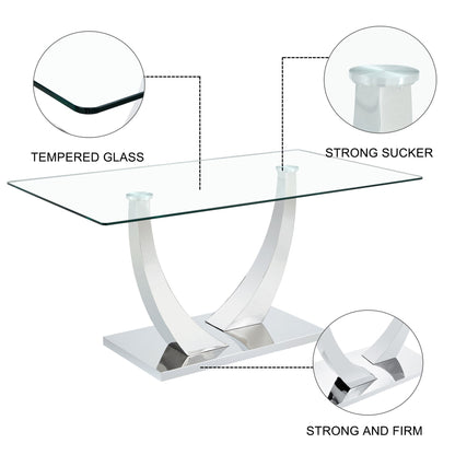 Sumdeal Rectangular Glass Dining Table for Modern Dining Rooms - detail image 4