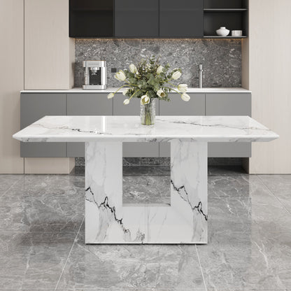 Sumdeal Rectangular Faux Marble Dining Table for Modern Dining Rooms - detail image 4