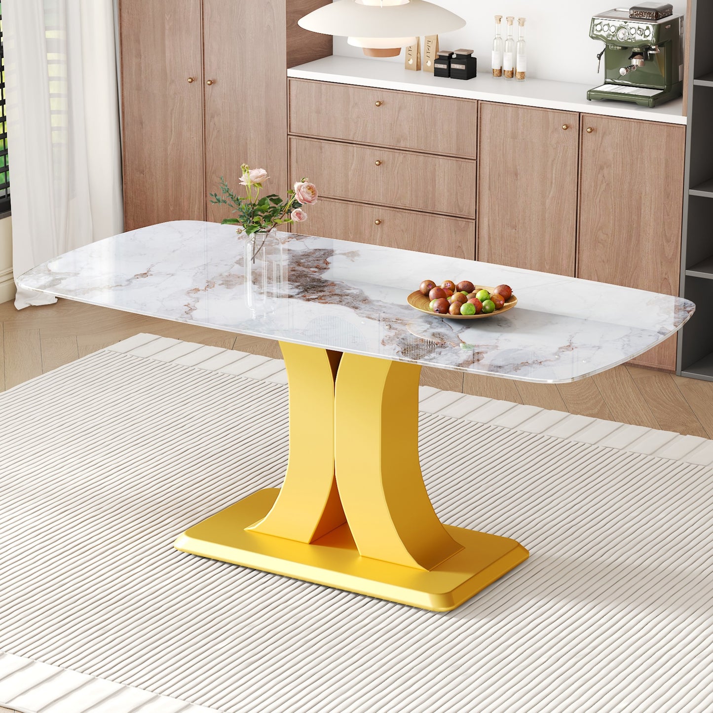 Sumdeal Rectangular Glass Dining Table for Modern Dining Rooms - detail image 4