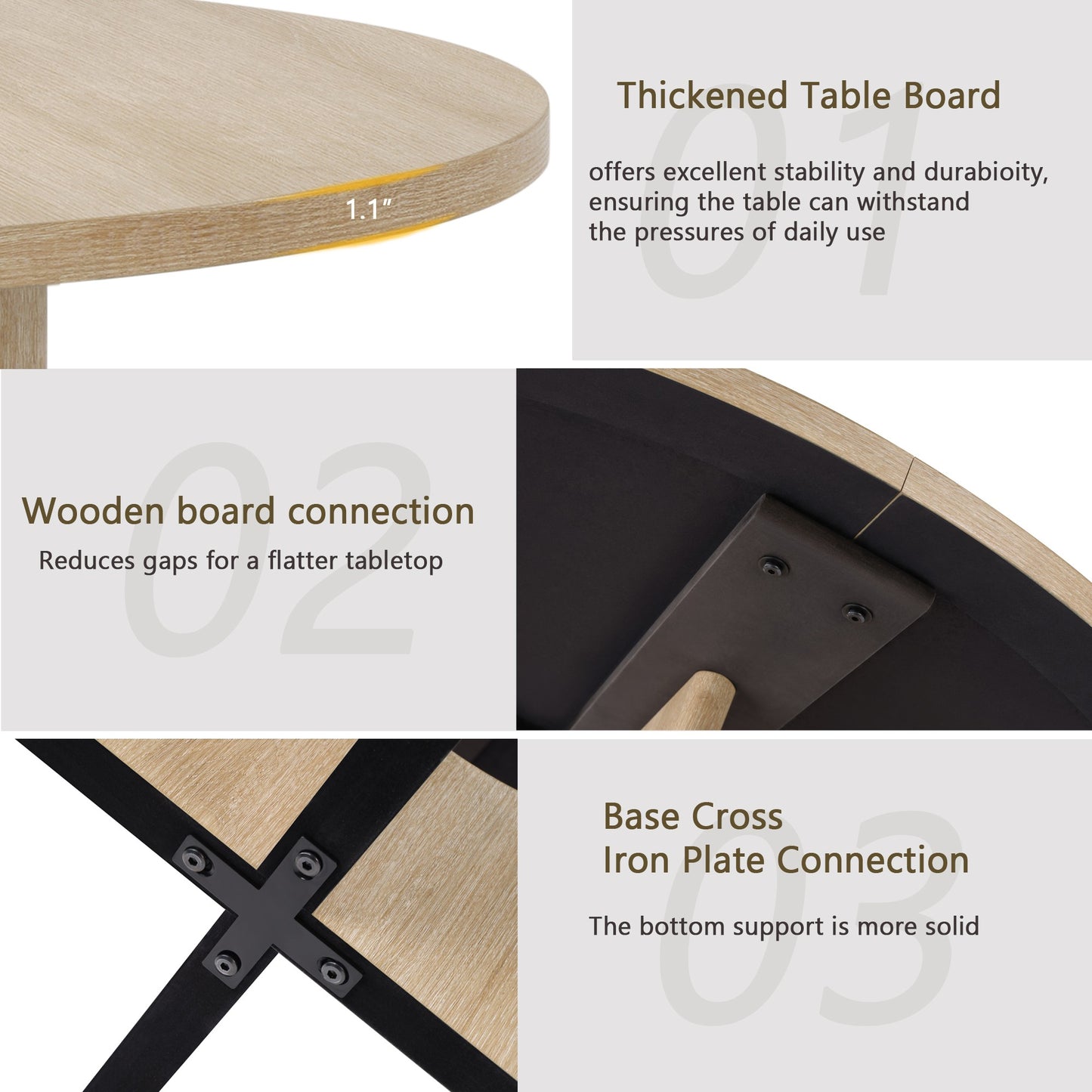 Sumdeal Round Wood-Look Dining Table for Apartments and Kitchens - detail image 4