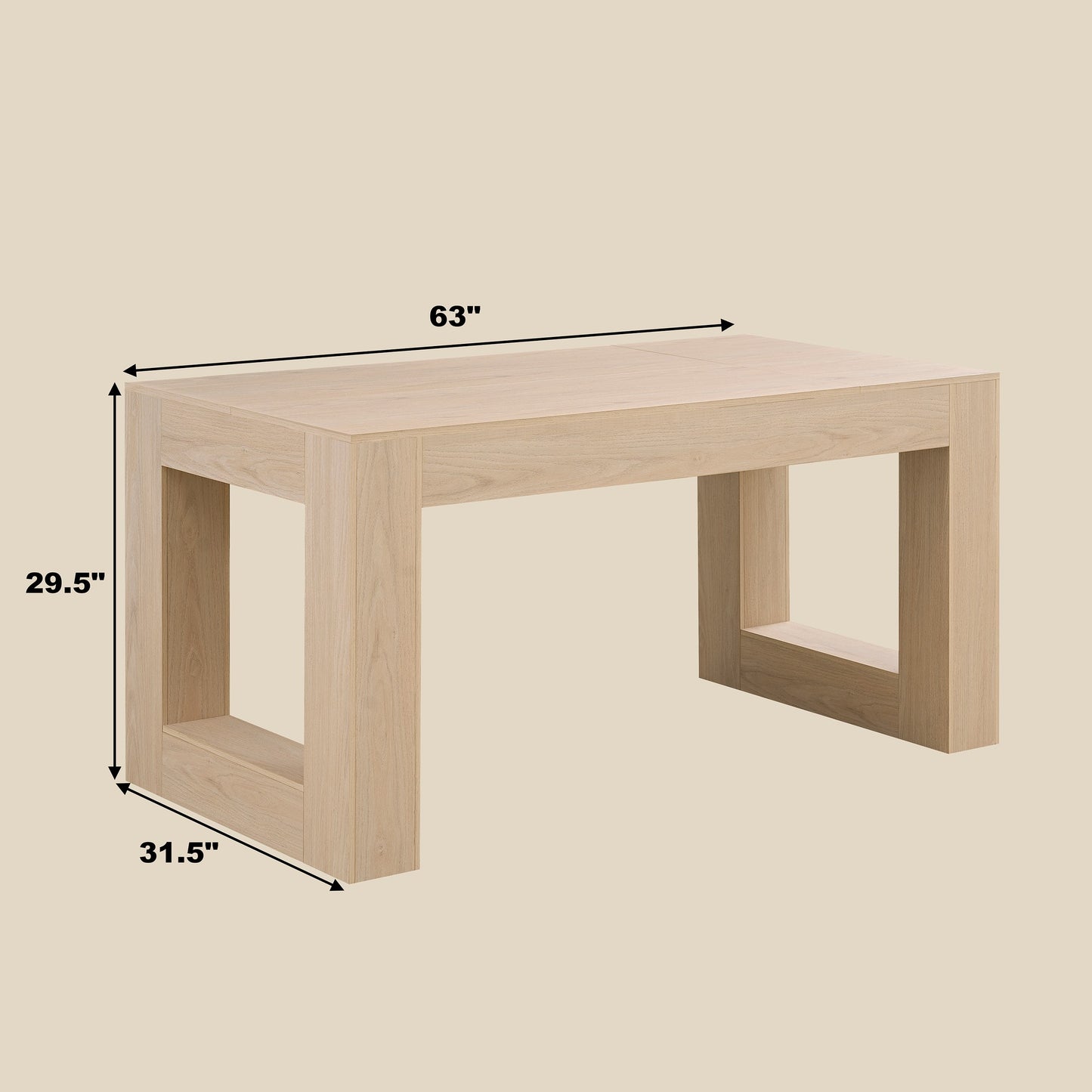 Sumdeal Rectangular Wood-Look Dining Table for Modern Dining Rooms - dimension image 2