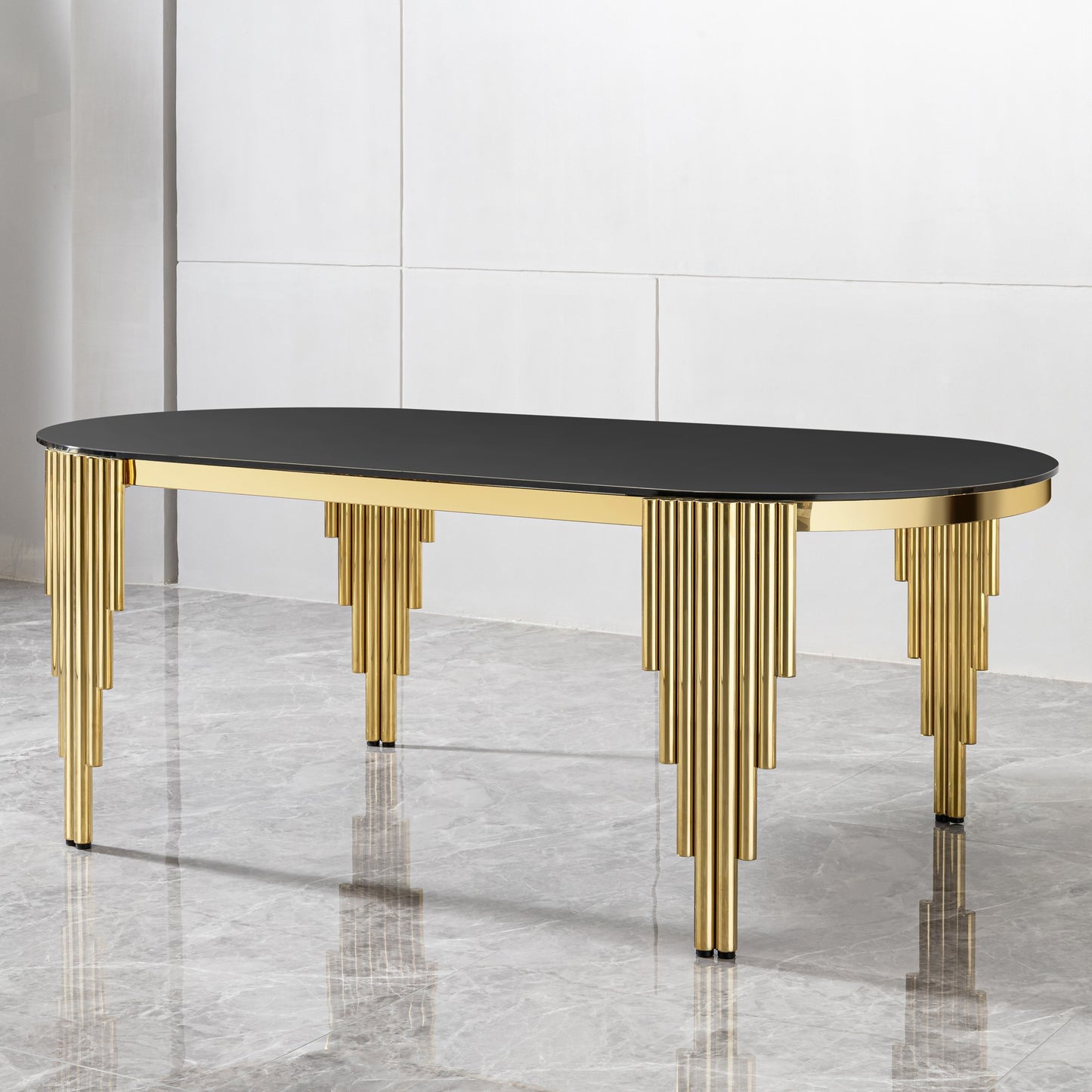 Sumdeal Oval Glass Dining Table for Modern Dining Rooms - detail image 3