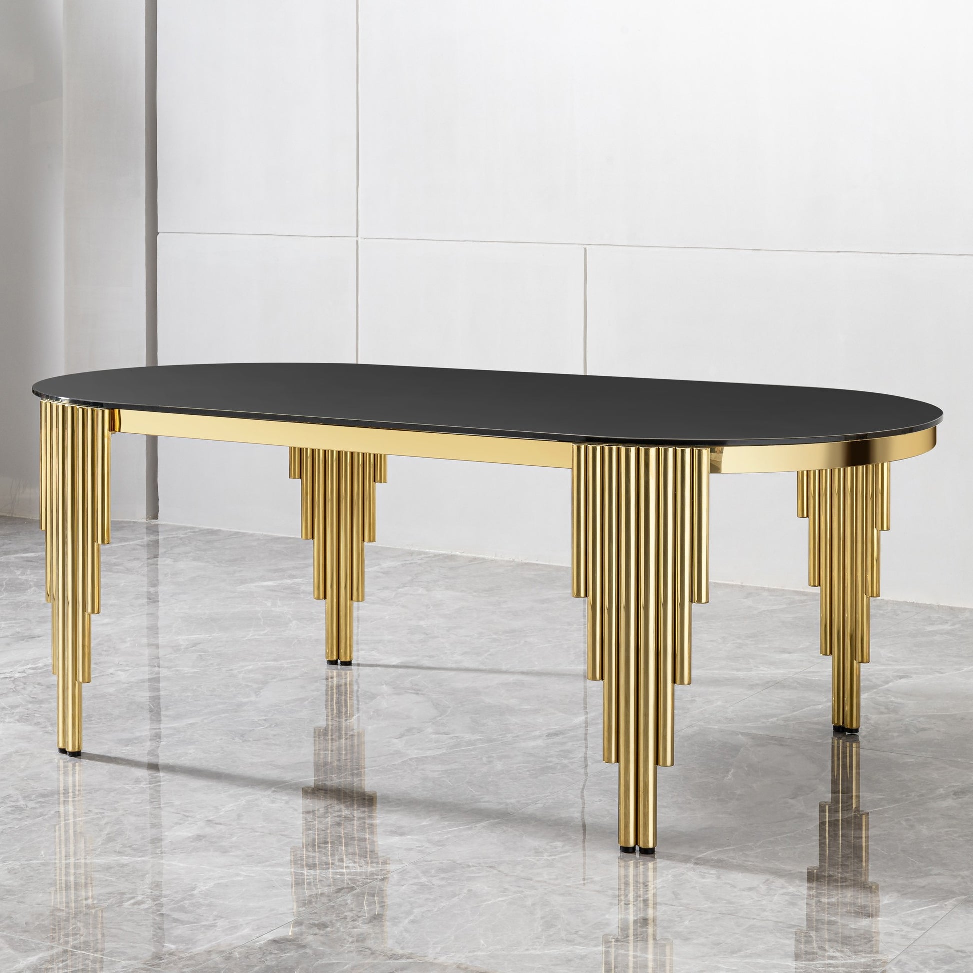 Sumdeal Oval Glass Dining Table for Modern Dining Rooms - detail image 3