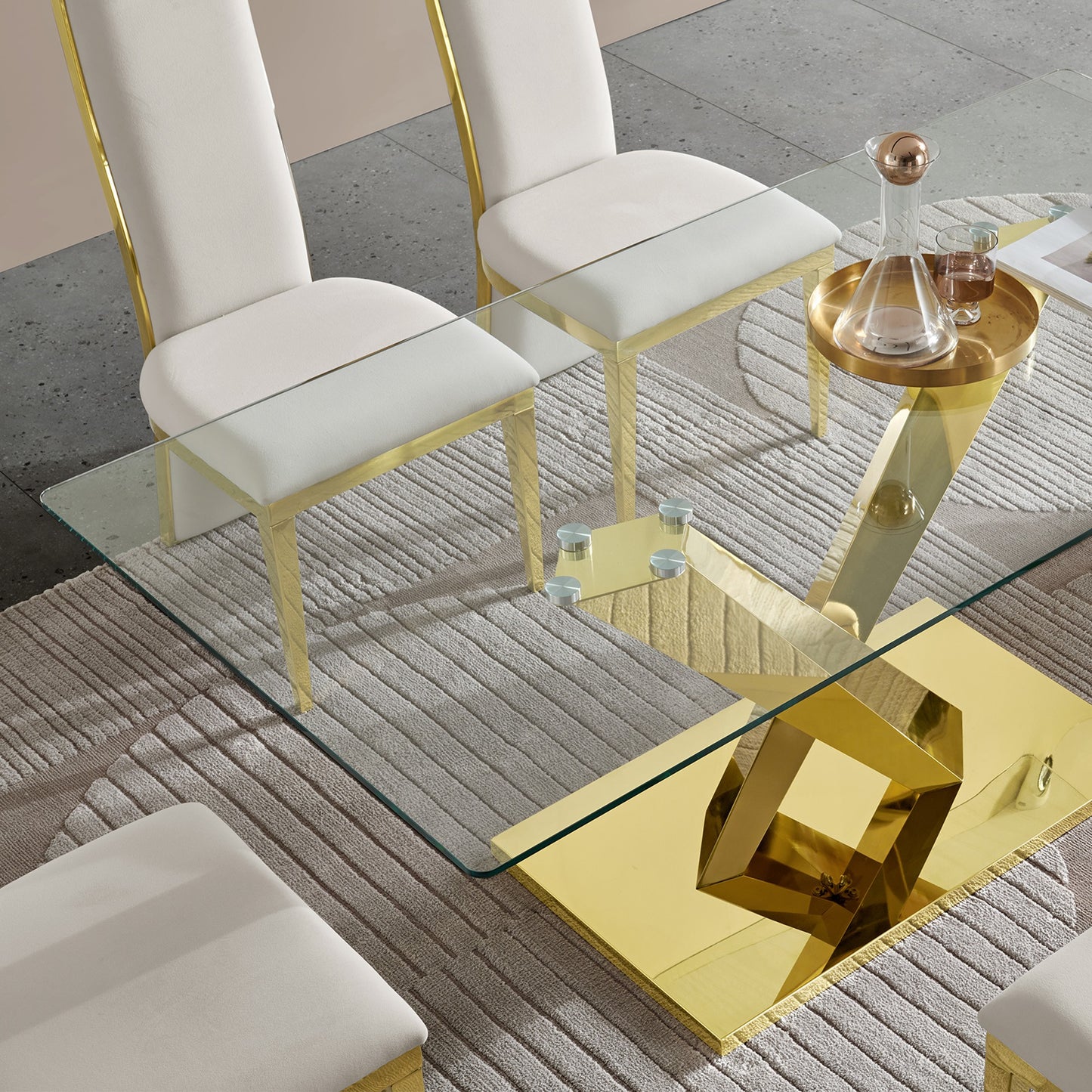 Sumdeal Rectangular Glass Dining Table for Modern Dining Rooms - detail image 3